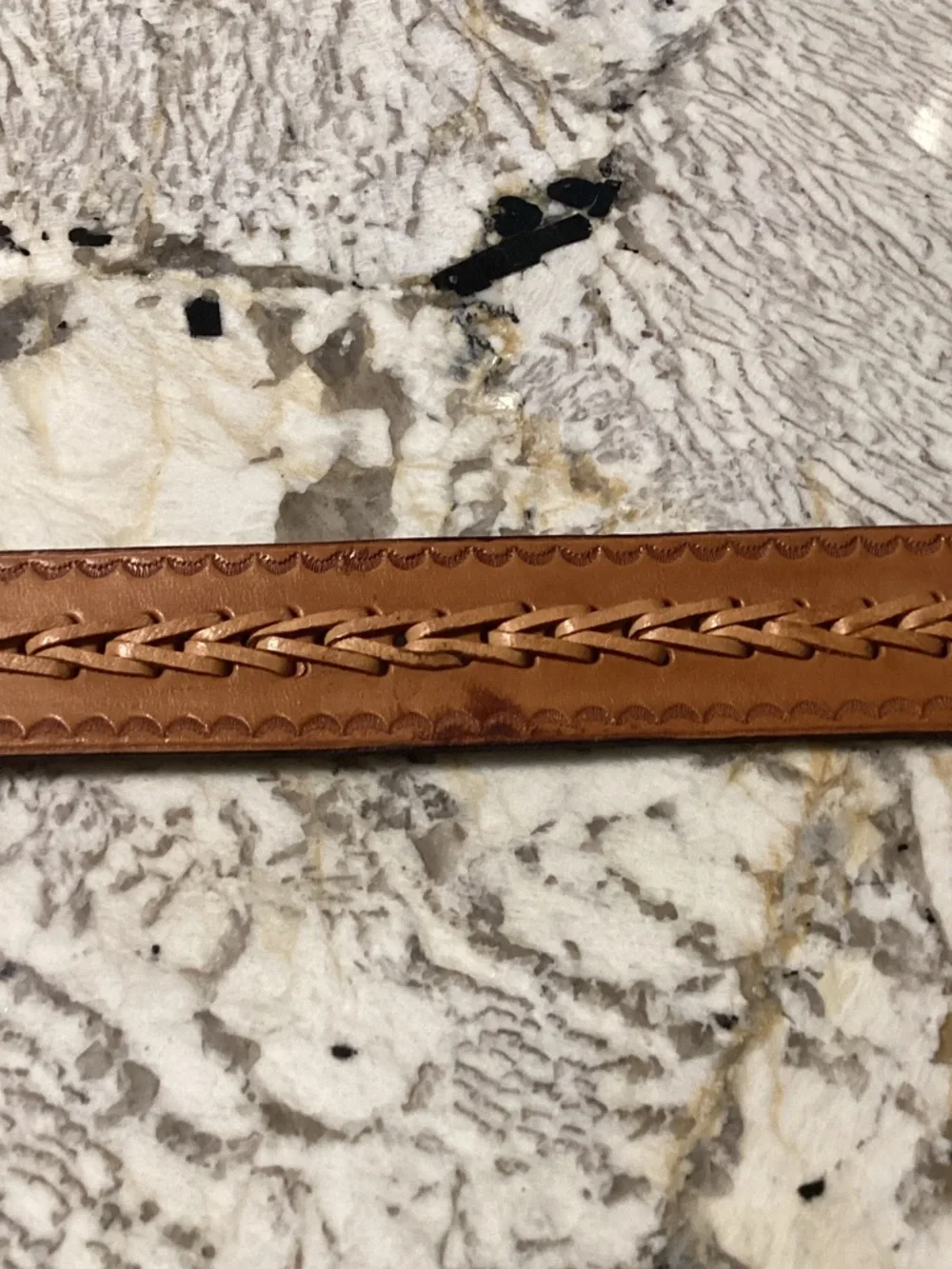 Vintage Tooled Leather Braided Belt Boho Western - Size 36